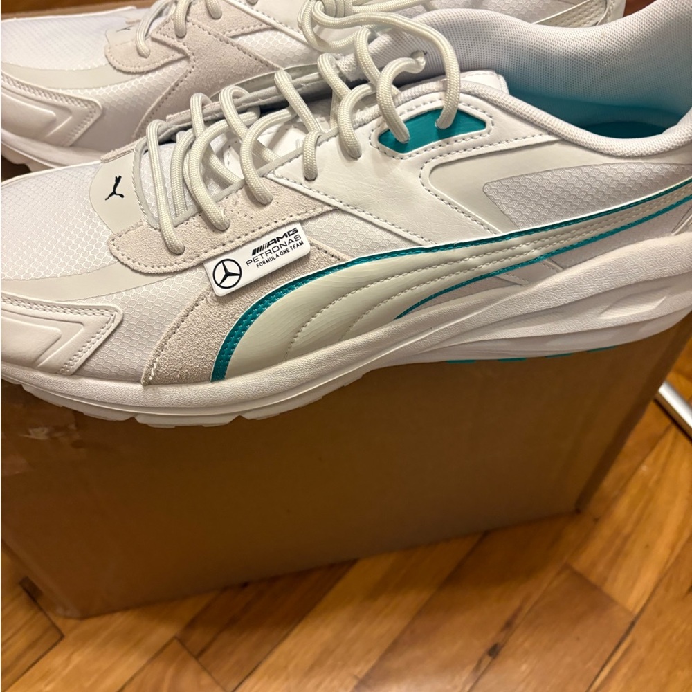 Puma White and Teal Athletic Shoes